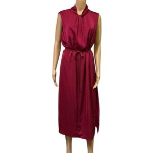 Banana Republic Dark Berry Satin Twist Neck Keyhole Midi Maxi Dress Womens 16